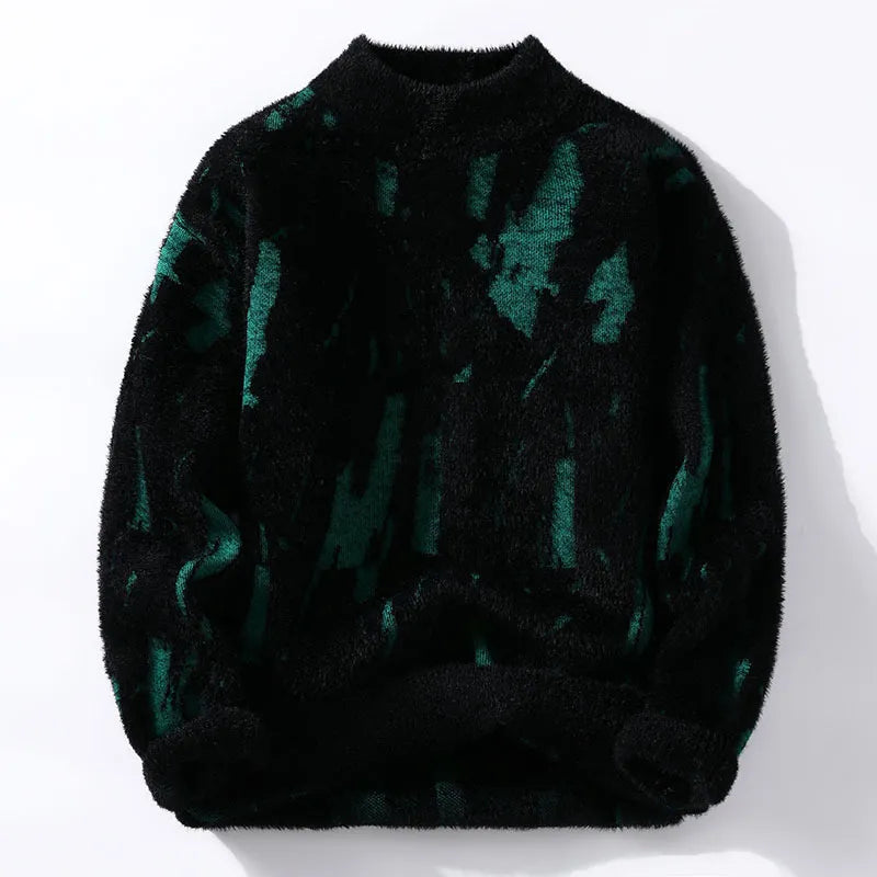 Brushstroke Knit Mock Neck Sweater