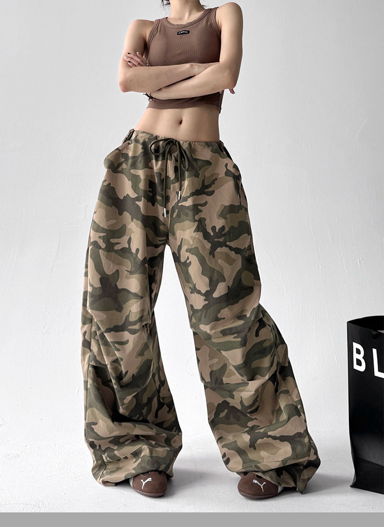 Camo Wide-Leg Cargo Pants