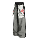 Vintage Graphic Contrast Wide-Leg Jeans