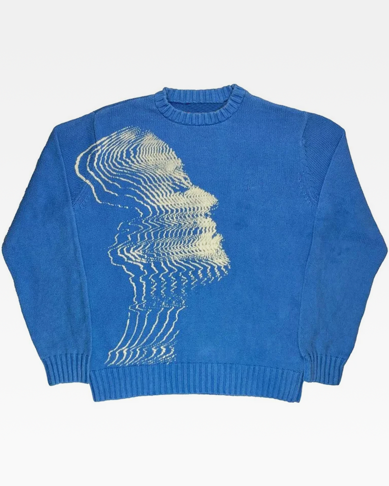 OFFSEAL Y2K Abstract Face Sweater