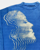 OFFSEAL Y2K Abstract Face Sweater