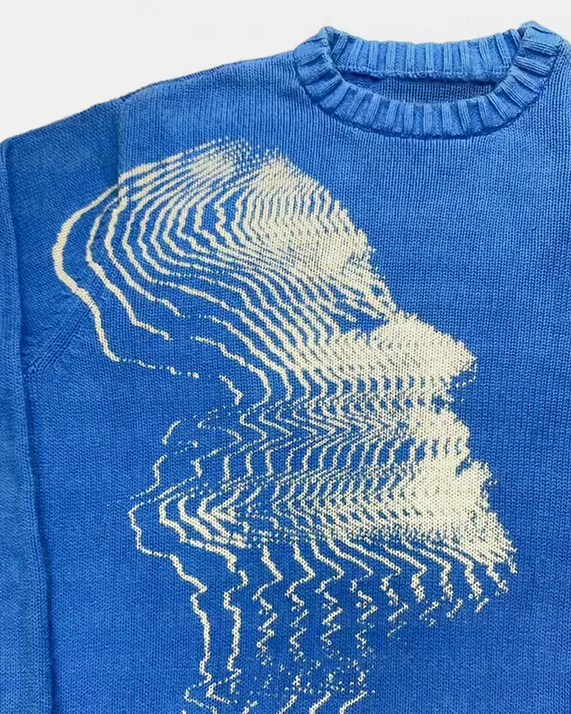 OFFSEAL Y2K Abstract Face Sweater