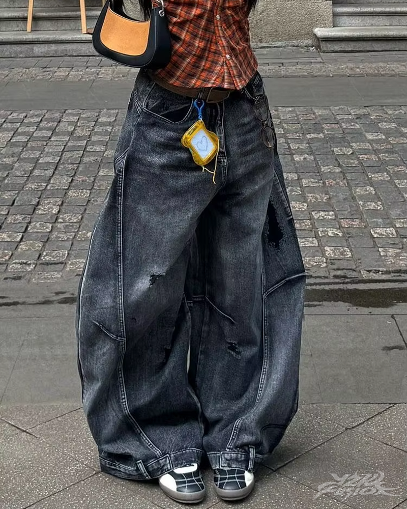 OFFSEAL Y2K Baggy Black Jeans