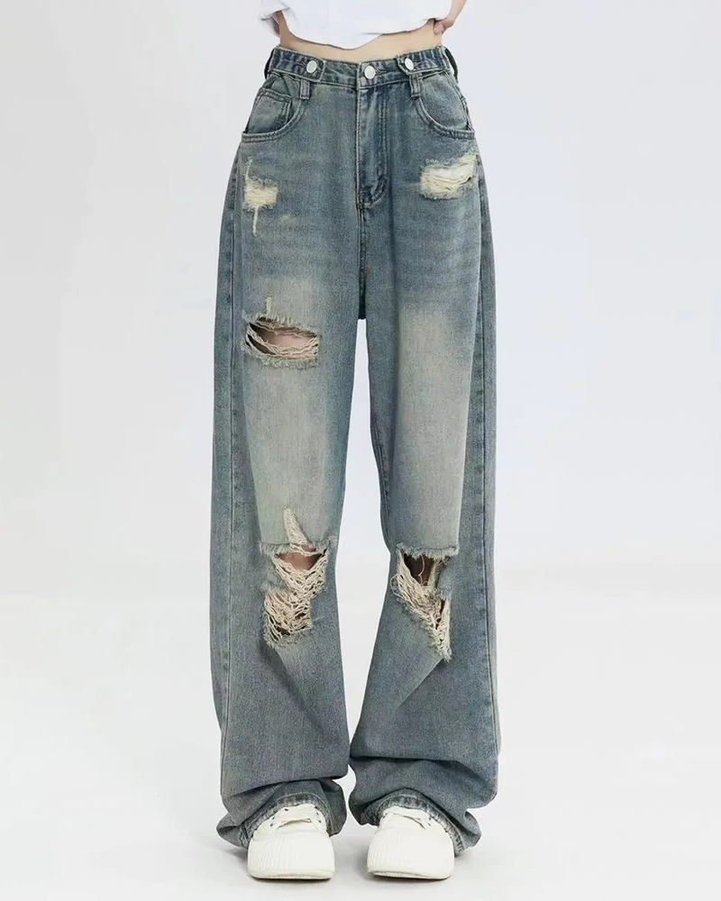 OFFSEAL Baggy Distressed Jeans