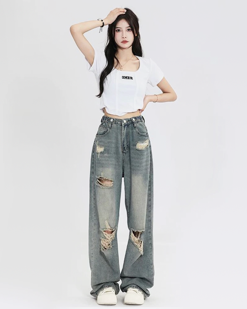 OFFSEAL Baggy Distressed Jeans