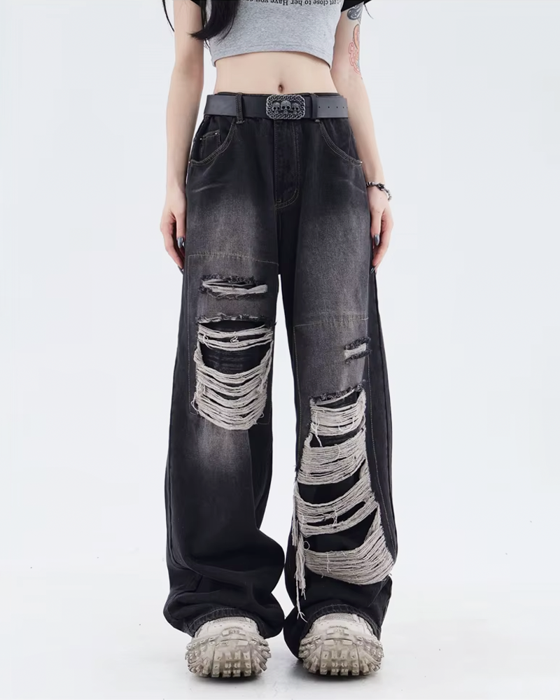 OFFSEAL Y2K Women's Baggy Ripped Jeans