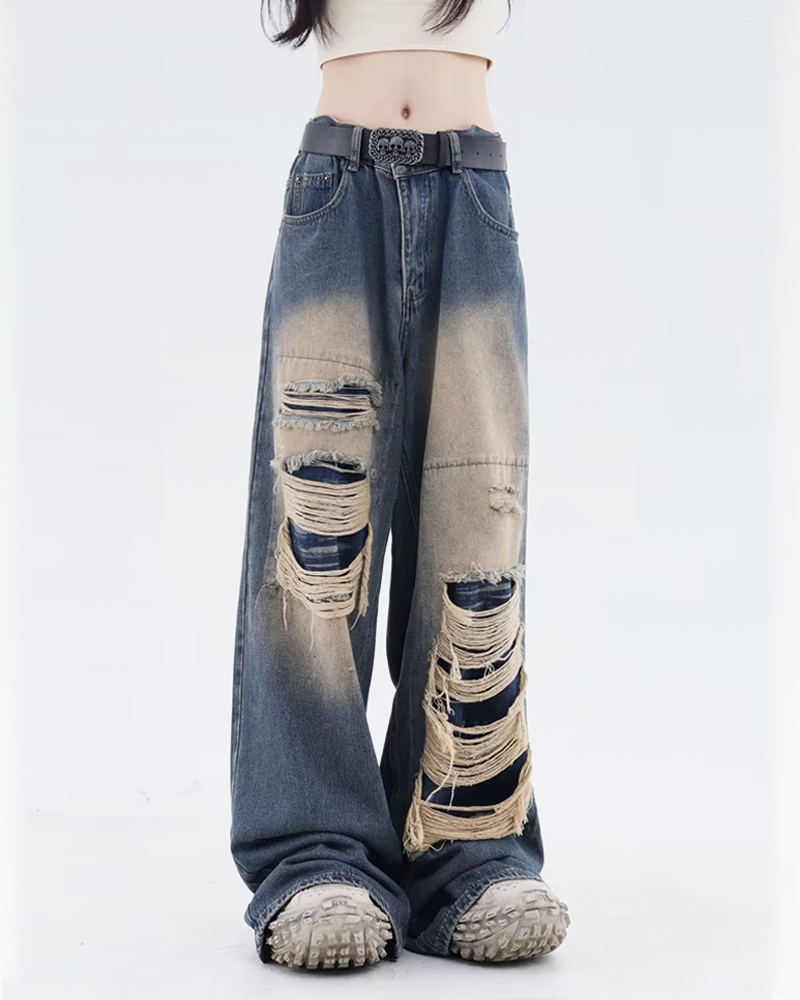OFFSEAL Y2K Women's Baggy Ripped Jeans
