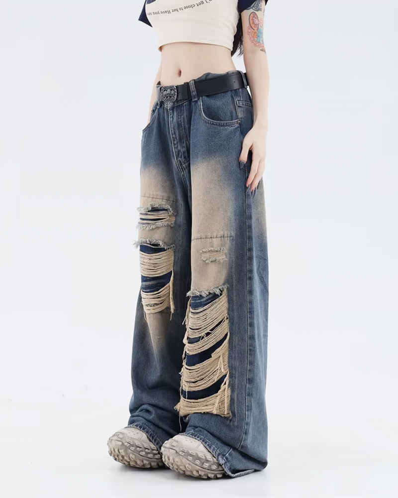 OFFSEAL Y2K Women's Baggy Ripped Jeans