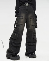 OFFSEAL Black Baggy Cargo Jeans