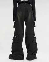OFFSEAL Black Baggy Cargo Jeans