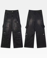 OFFSEAL Black Baggy Cargo Jeans
