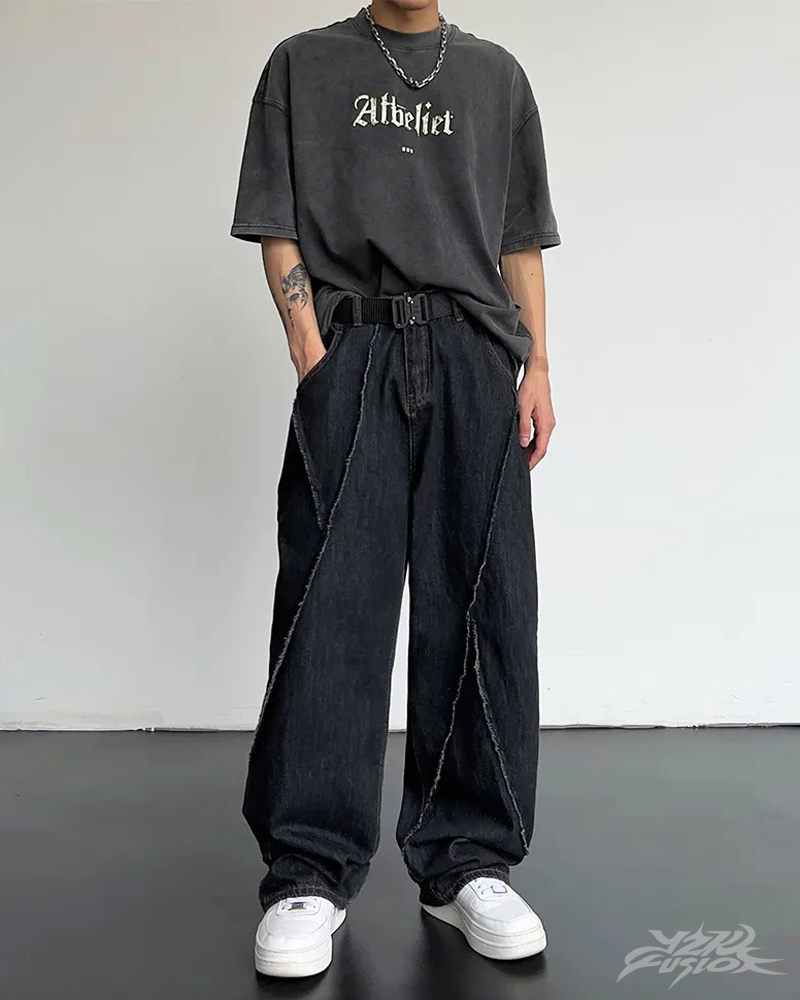 OFFSEAL Black Baggy Jeans Men