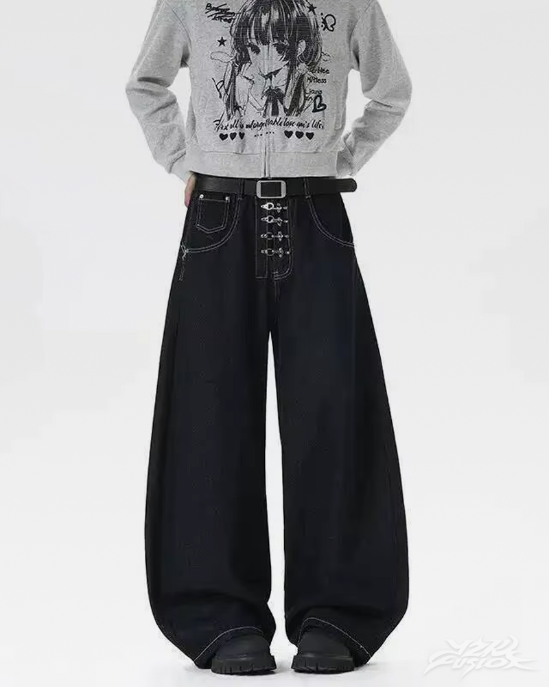 OFFSEAL Black Barrel Jeans