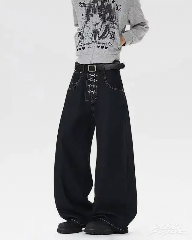 OFFSEAL Black Barrel Jeans