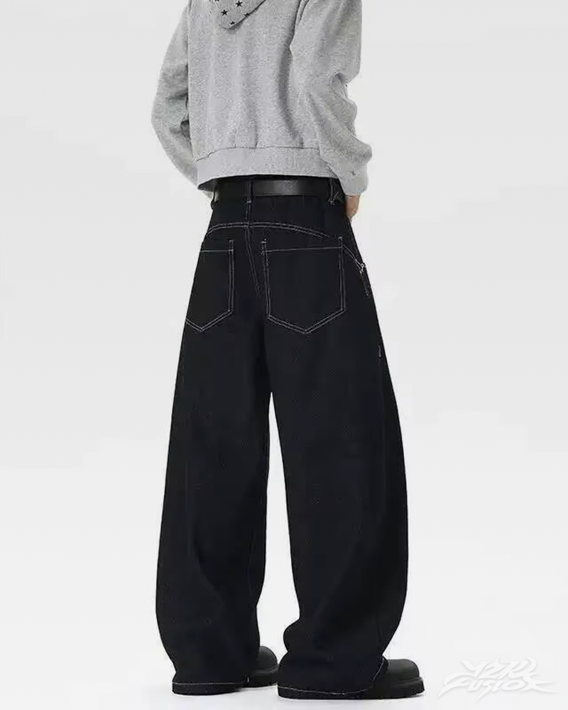 OFFSEAL Black Barrel Jeans