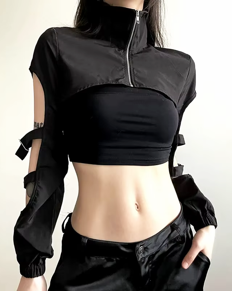 OFFSEAL Y2K Black Bolero Jacket
