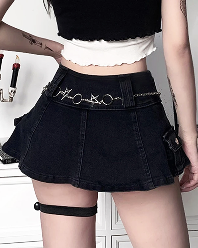 OFFSEAL Black Cargo Mini Skirt