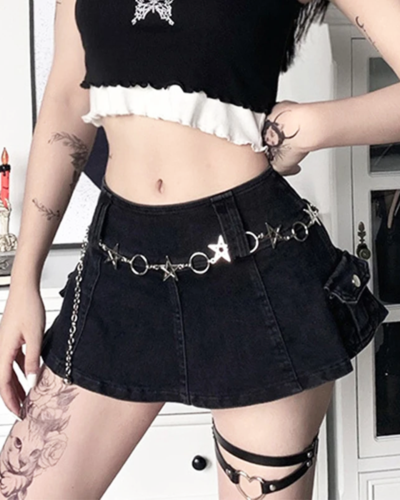 OFFSEAL Black Cargo Mini Skirt