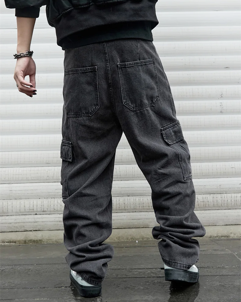 OFFSEAL Black Denim Cargo Pants
