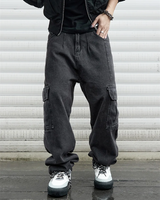 OFFSEAL Black Denim Cargo Pants