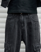 OFFSEAL Black Denim Cargo Pants