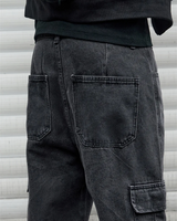 OFFSEAL Black Denim Cargo Pants