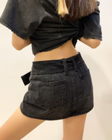 OFFSEAL Black Denim Skort