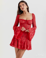 OFFSEAL Black Long-Sleeve Mini Dress Lace