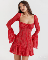 OFFSEAL Black Long-Sleeve Mini Dress Lace