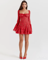 OFFSEAL Black Long-Sleeve Mini Dress Lace