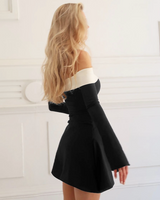 OFFSEAL Black Mini Dress with White Trim