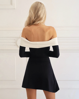 OFFSEAL Black Mini Dress with White Trim