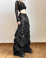 OFFSEAL Y2K Black Parachute Pants Women