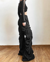 OFFSEAL Y2K Black Parachute Pants Women
