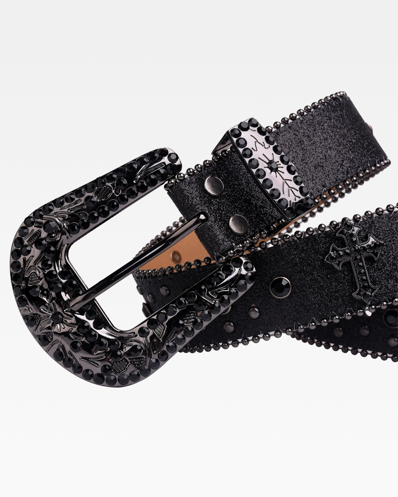 OFFSEAL Black Rhinestone Belt