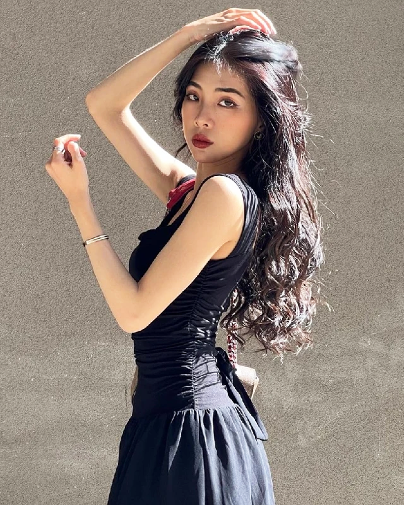 OFFSEAL Black Ruched Maxi Dress