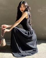 OFFSEAL Black Ruched Maxi Dress