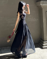 OFFSEAL Black Ruched Maxi Dress