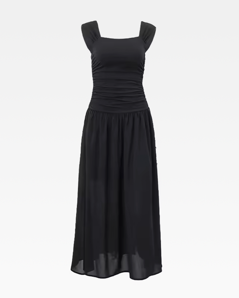 OFFSEAL Black Ruched Maxi Dress