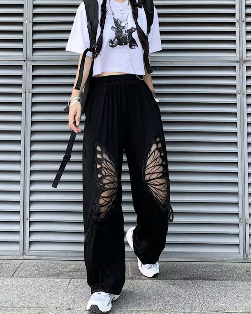 OFFSEAL Butterfly Cut Out Pants