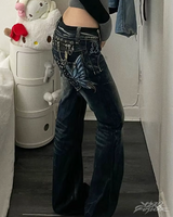 OFFSEAL Butterfly Embroidered Jeans