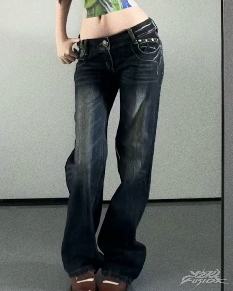OFFSEAL Butterfly Embroidered Jeans