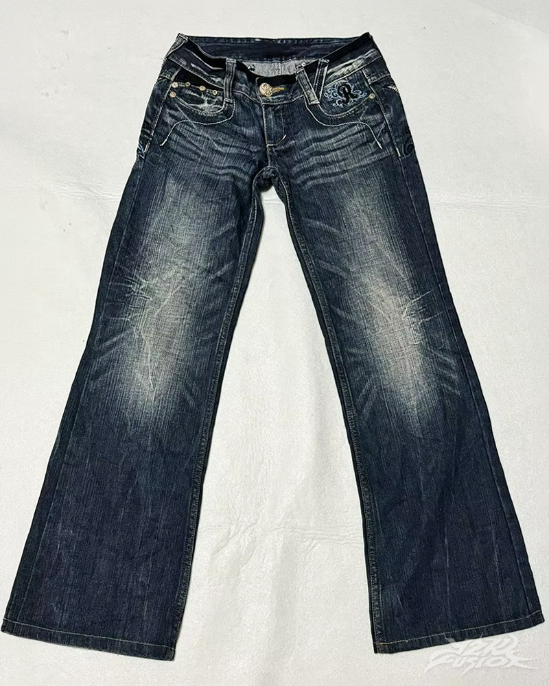 OFFSEAL Butterfly Embroidered Jeans