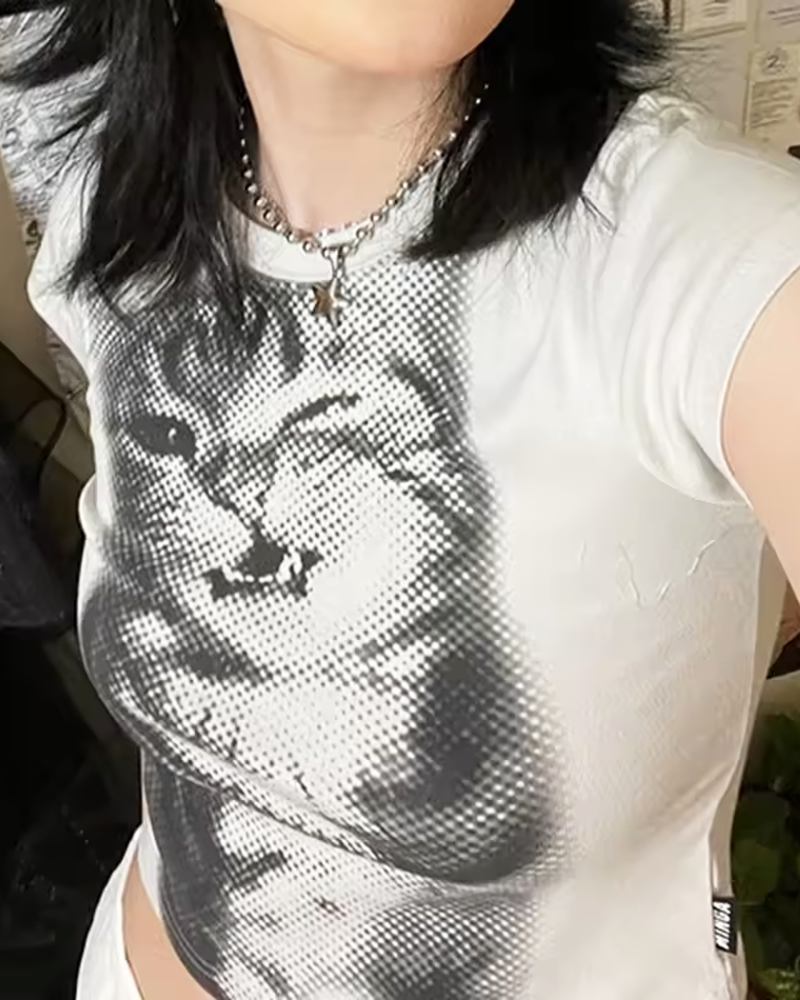OFFSEAL Y2K Cat Crop Top