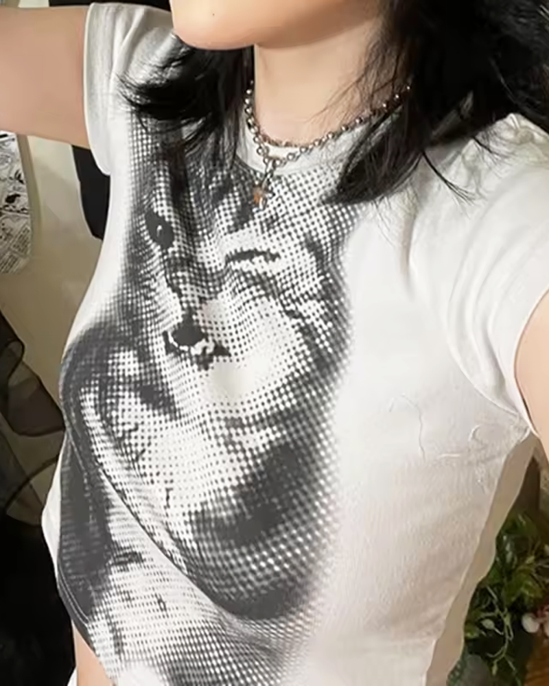 OFFSEAL Y2K Cat Crop Top