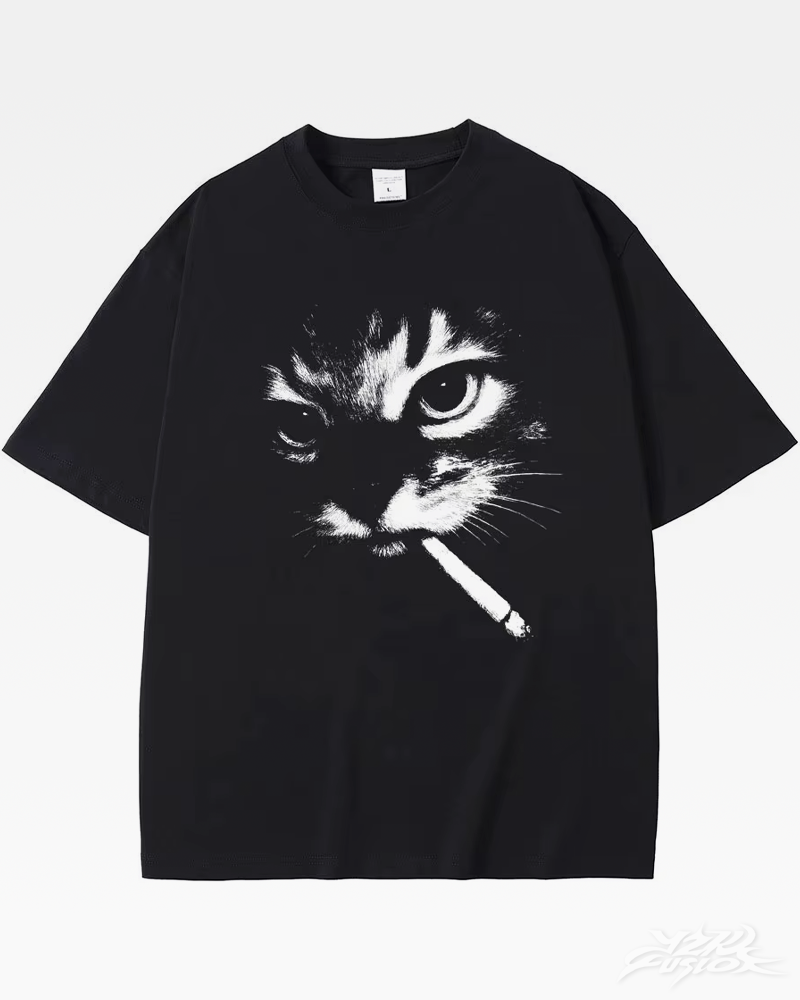 OFFSEAL Cat Smoking Cigarette Shirt