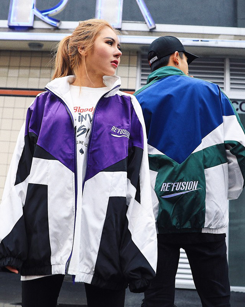 OFFSEAL Y2K Color Block Track Jacket