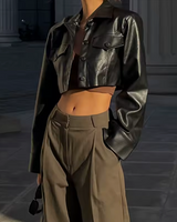 OFFSEAL Cropped Faux Leather Jacket
