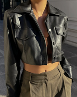 OFFSEAL Cropped Faux Leather Jacket