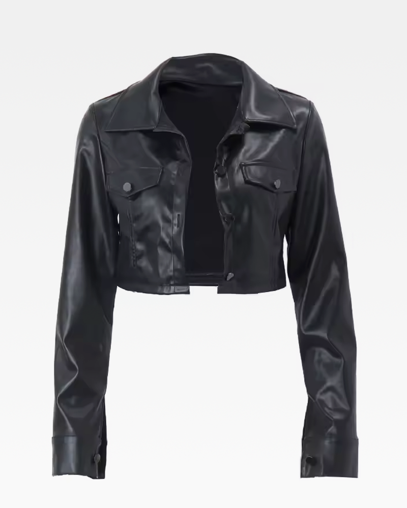 OFFSEAL Cropped Faux Leather Jacket